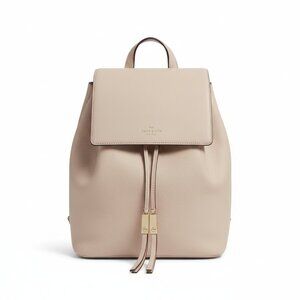 Kate Spade Cream Pebbled Leather Backpack – Tassel Drawstring